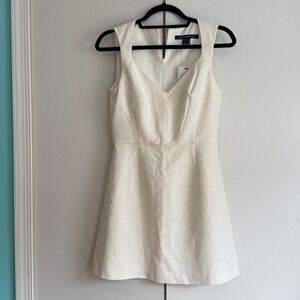 French Connection Summer Whisper V-Neck Dress Summer White 71LZB Size 4 NWT